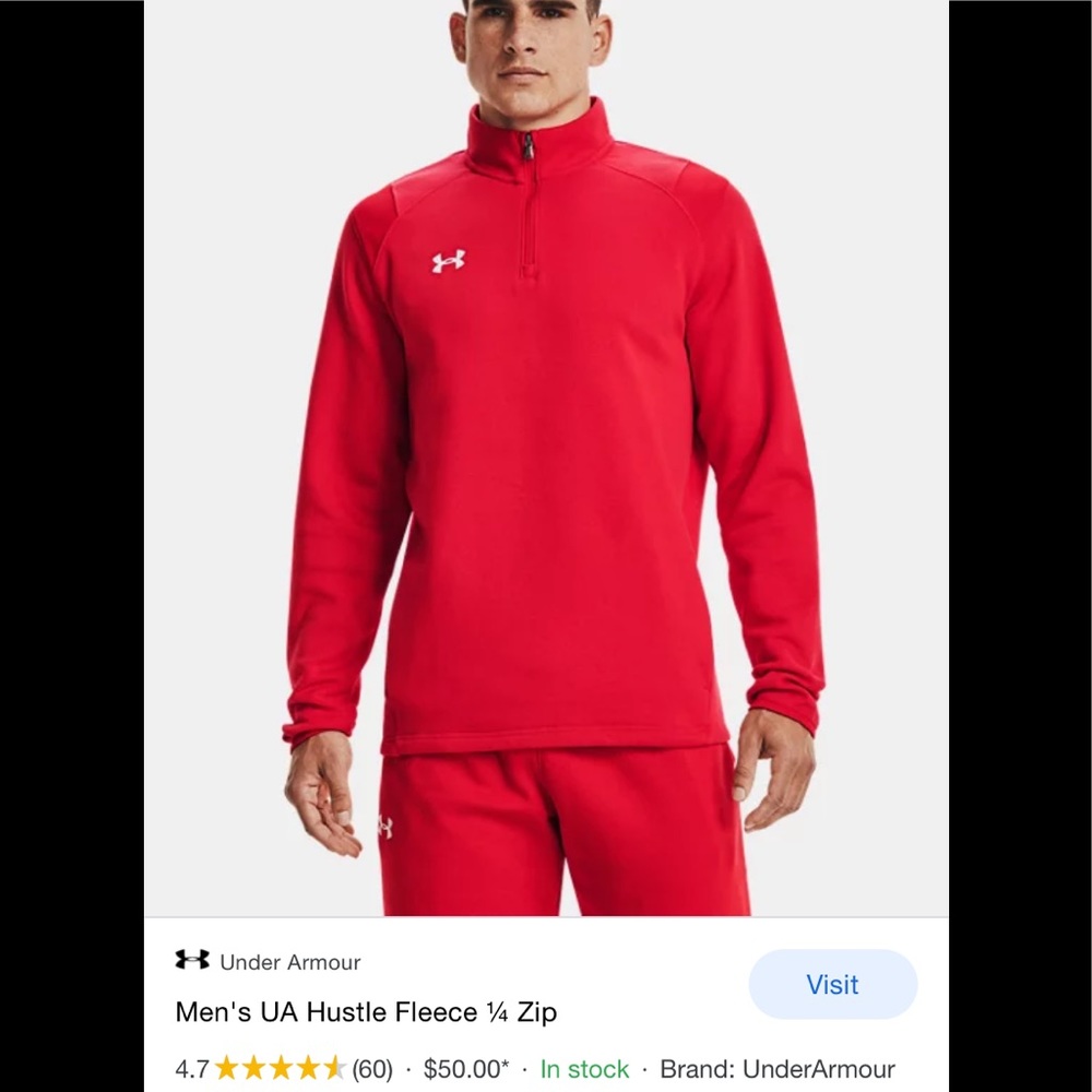 DONATED - Under Armor Mens red 1/4 zip fleece